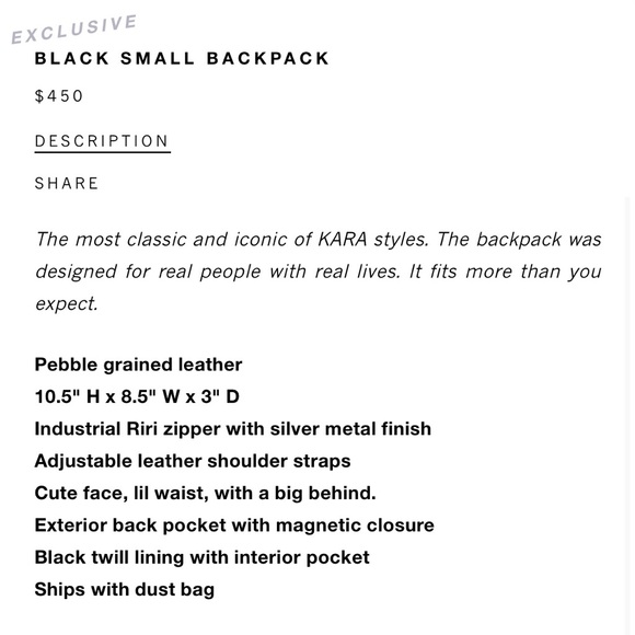 Like new KARA Classic Black Small Backpack (One Size) - Picture 5 of 13